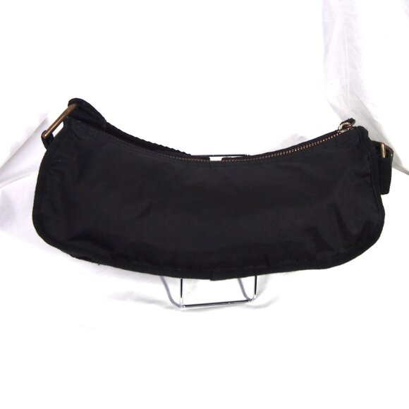 Gap Y2K Nylon Handbag Black/Orange Print Interior Mini Hobo Purse Shoulder Bag - Picture 3 of 16